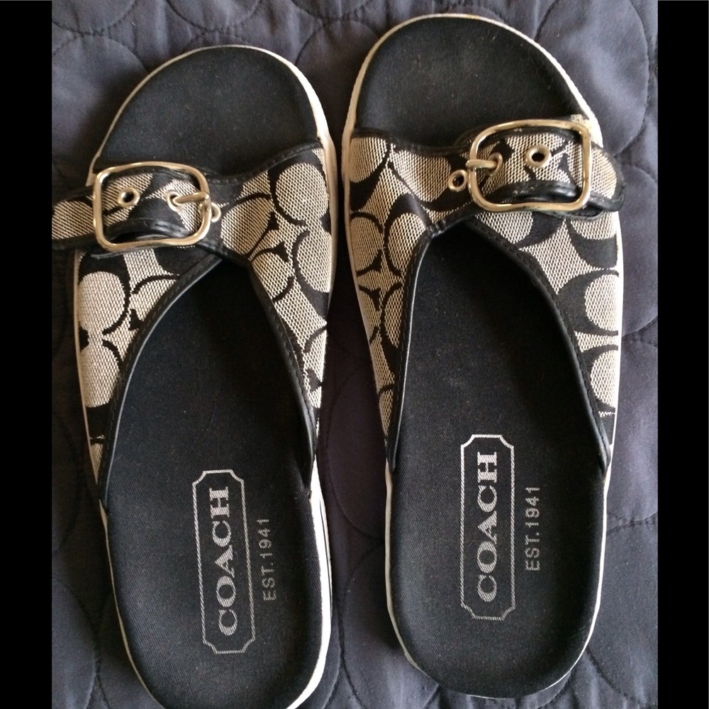 Coach Bonny slides navy canvas 7