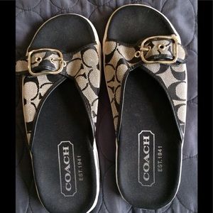 Coach Bonny slides navy canvas 7