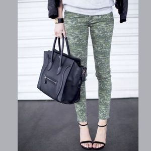 Sz 26 Rag & Bone Green Camo Denim Skinny Jeans