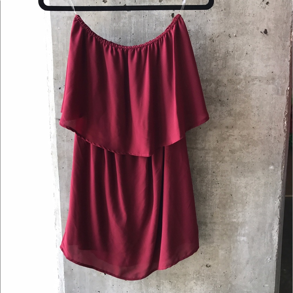 Maroon Strapless Dress