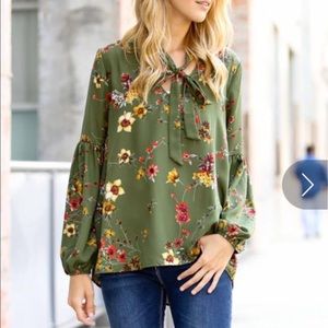 Floral blouse.  Olive