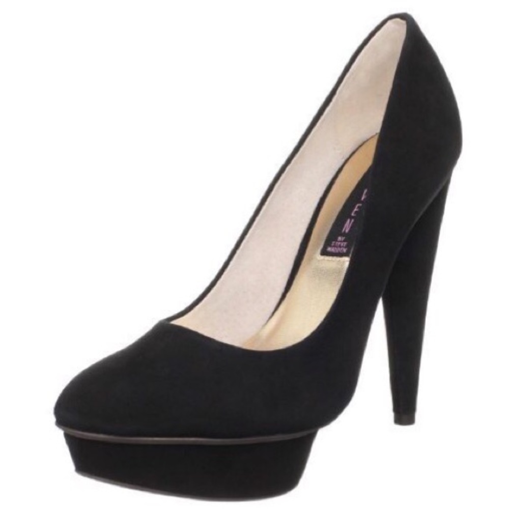 STEVEN platform black suede pumps size 8
