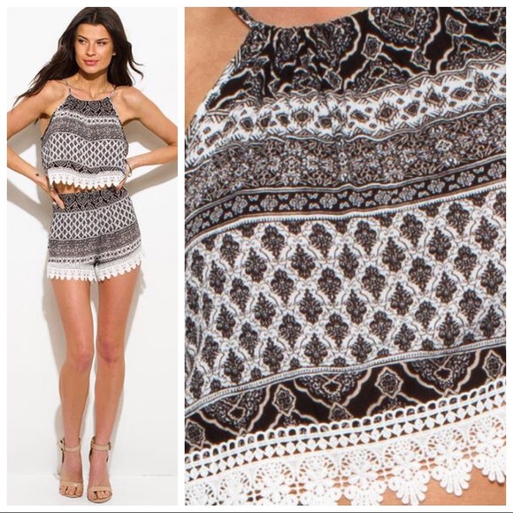 MAKE AN OFFER๐Ethnic Halter Crop Top & Bottom Set - Picture 2 of 5