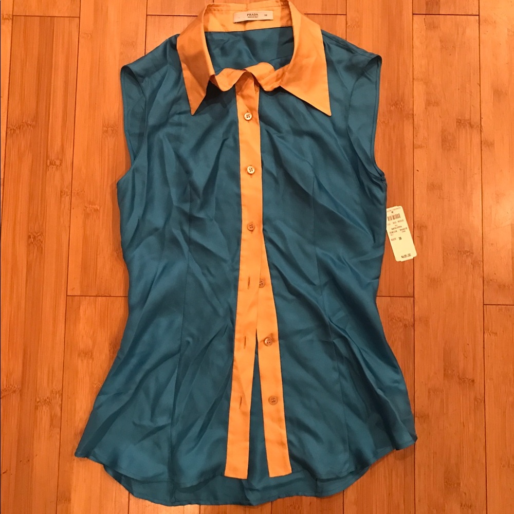 Prada sleeveless silk blouse, size S (38)