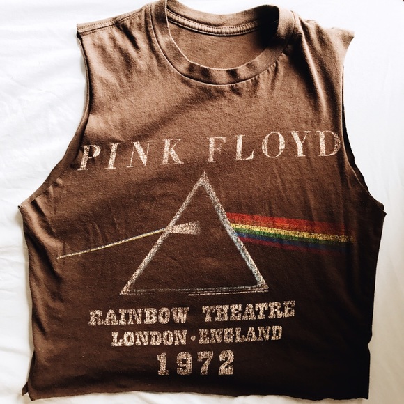 Tops - Vintage Cropped Pink Floyd Prism Concert Tee 1972