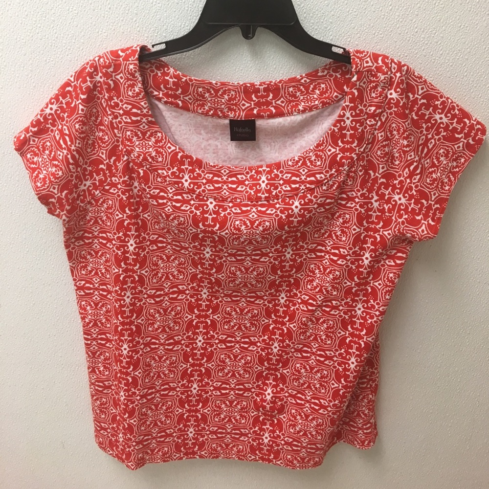 Rafaela Studio red &white print short sleeve top.