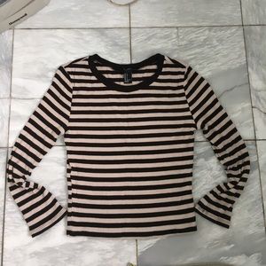 A striped, long sleeved crop top