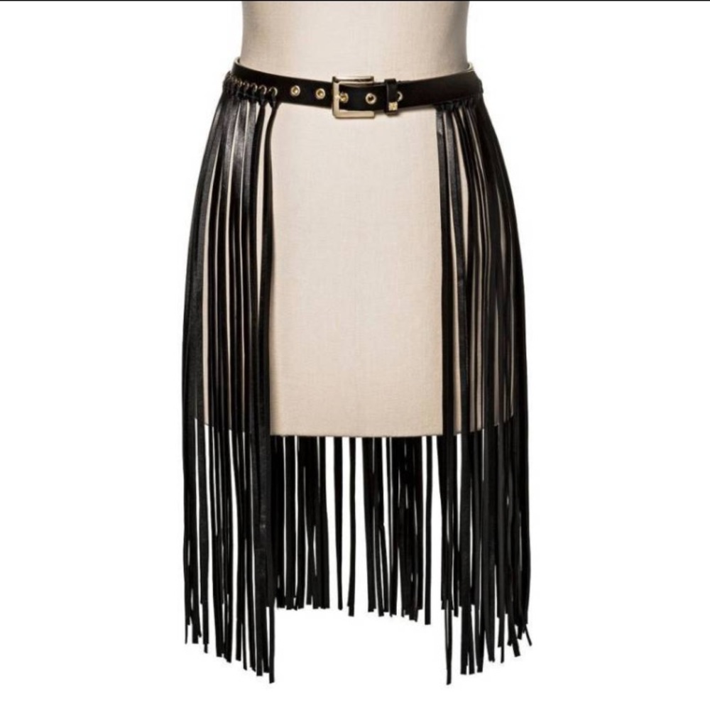 Black fringe belt