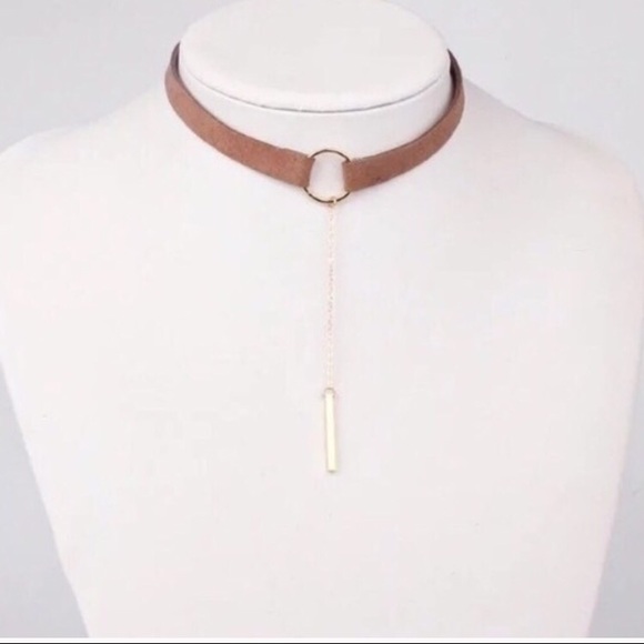 Brown Circle/Bar Statement Choker - Picture 2 of 4