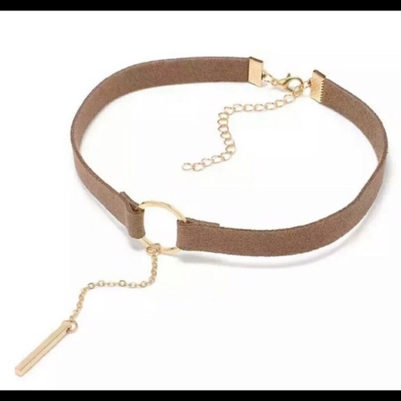 Brown Circle/Bar Statement Choker - Picture 3 of 4