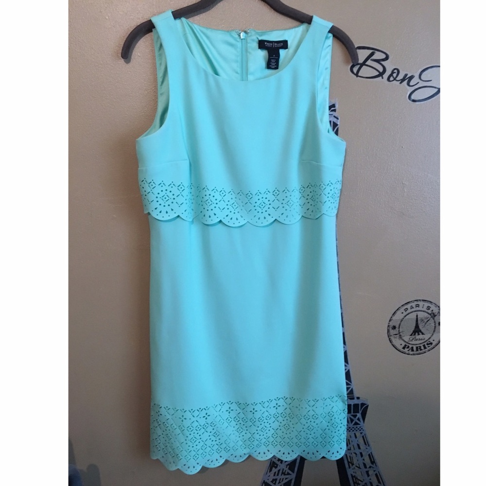 WHITE HOUSE BLACK MARKET blue scalloped dress 👗