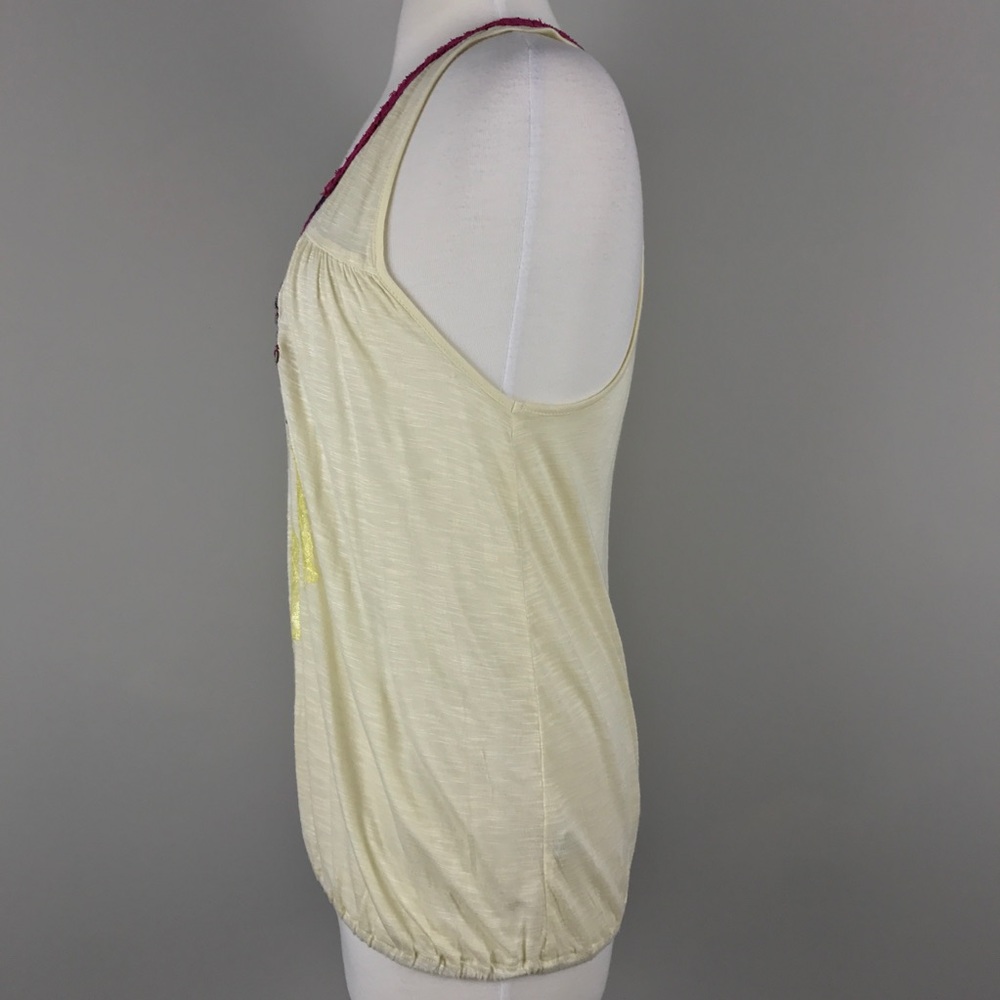 {Free People} Floral Applique w/ Lace Tank Top - Picture 5 of 8