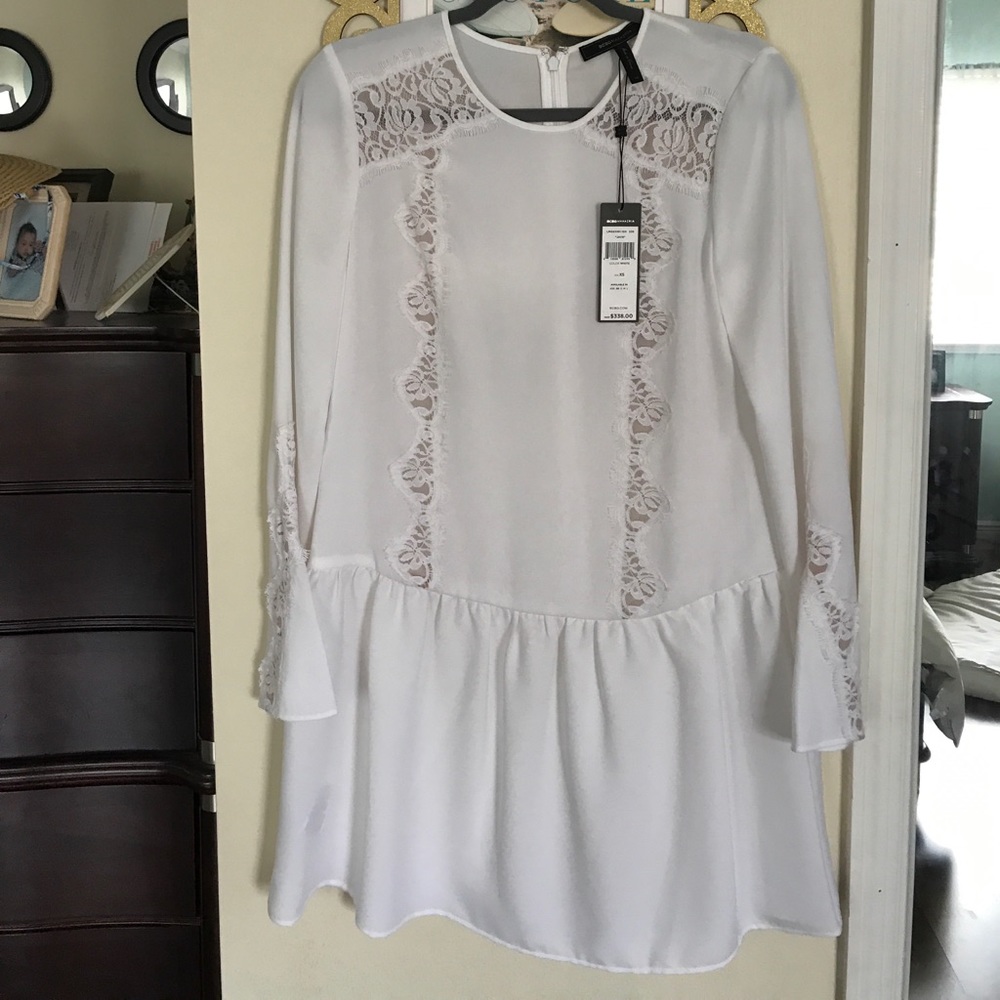 Bcbgmaxazria white lace dress -XS