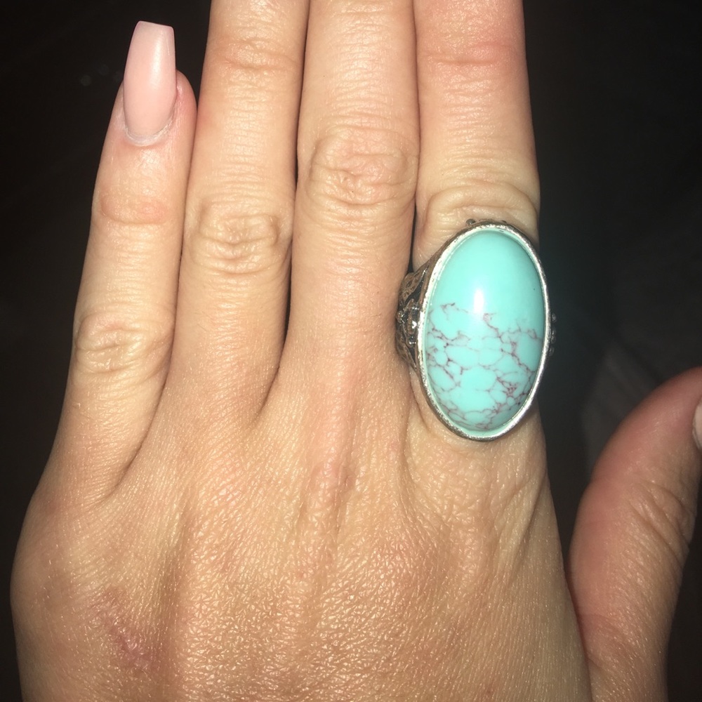 Lucky Brand silver tone  Faux Turquoise Ring