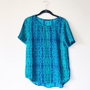 Turquoise Snakeskin Patterned Decker Dress Shirt