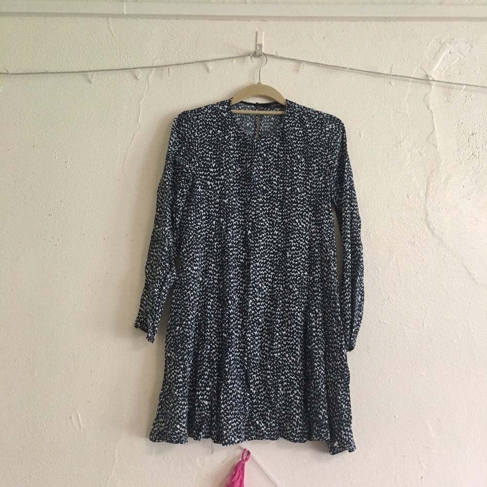Zara Multi Colored Long-Sleeve Dress
