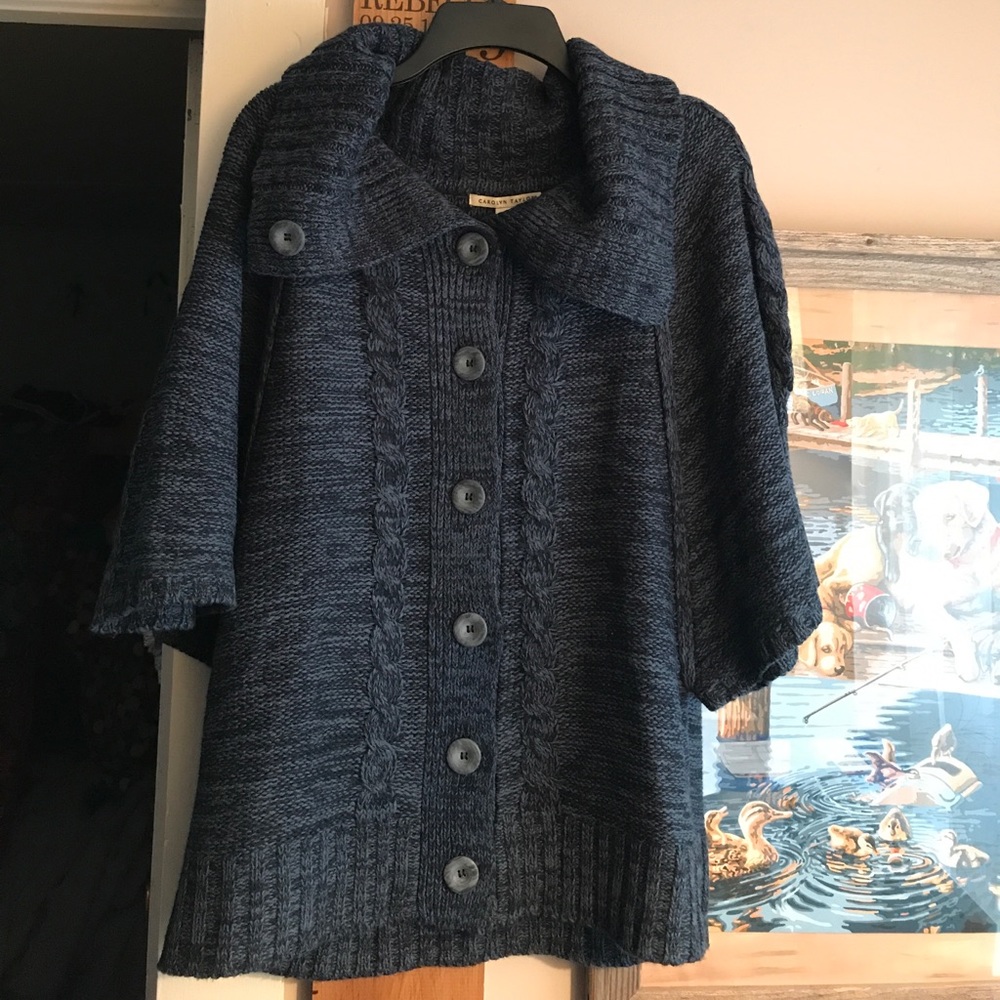 Carolyn Taylor knit button up sweater large