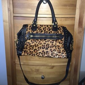 orYANY black leather and leopard bag