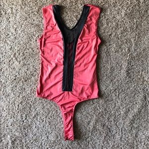NWT 2B Bebe Bodysuit See through deep V mesh front
