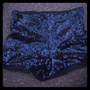 Blue sequin shorts
