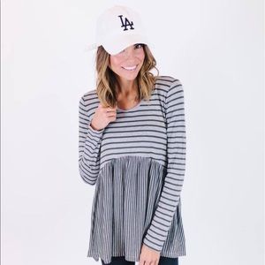 Olive striped peplum