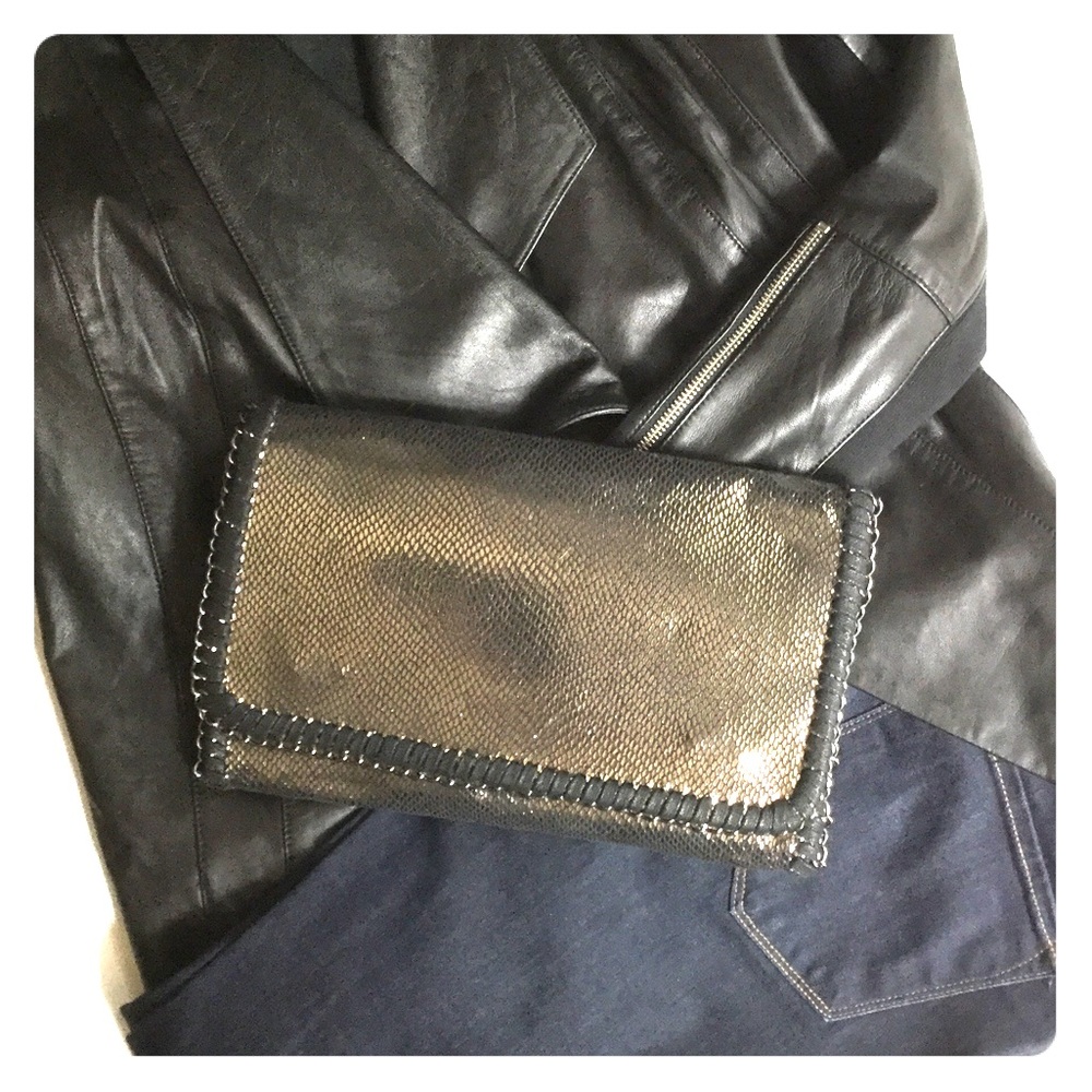 Metallic print clutch/shoulder bag