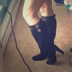 Michael Kors knee high black boots with heel