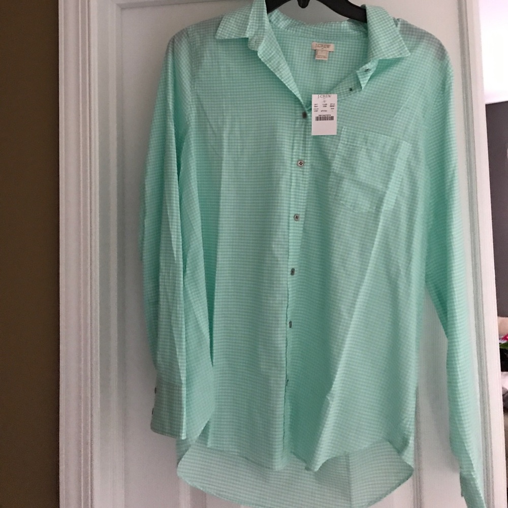 J Crew NWT gingham button up shirt size L