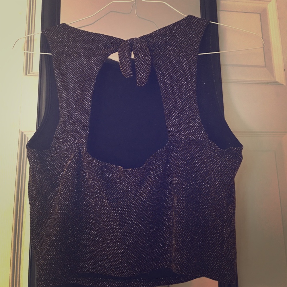 Black and Gold Crop Tank Top