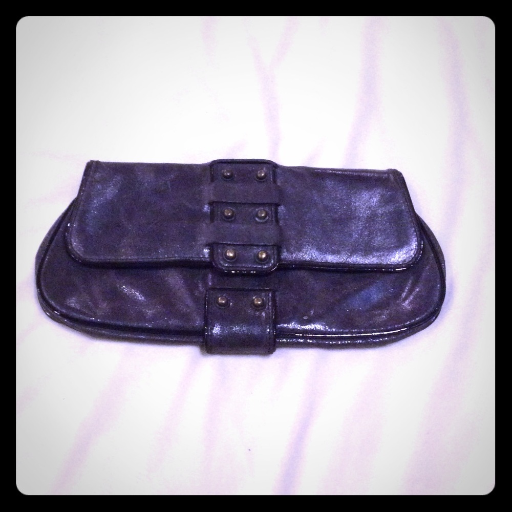 Kale Metallic Weyman Studded Leather Clutch