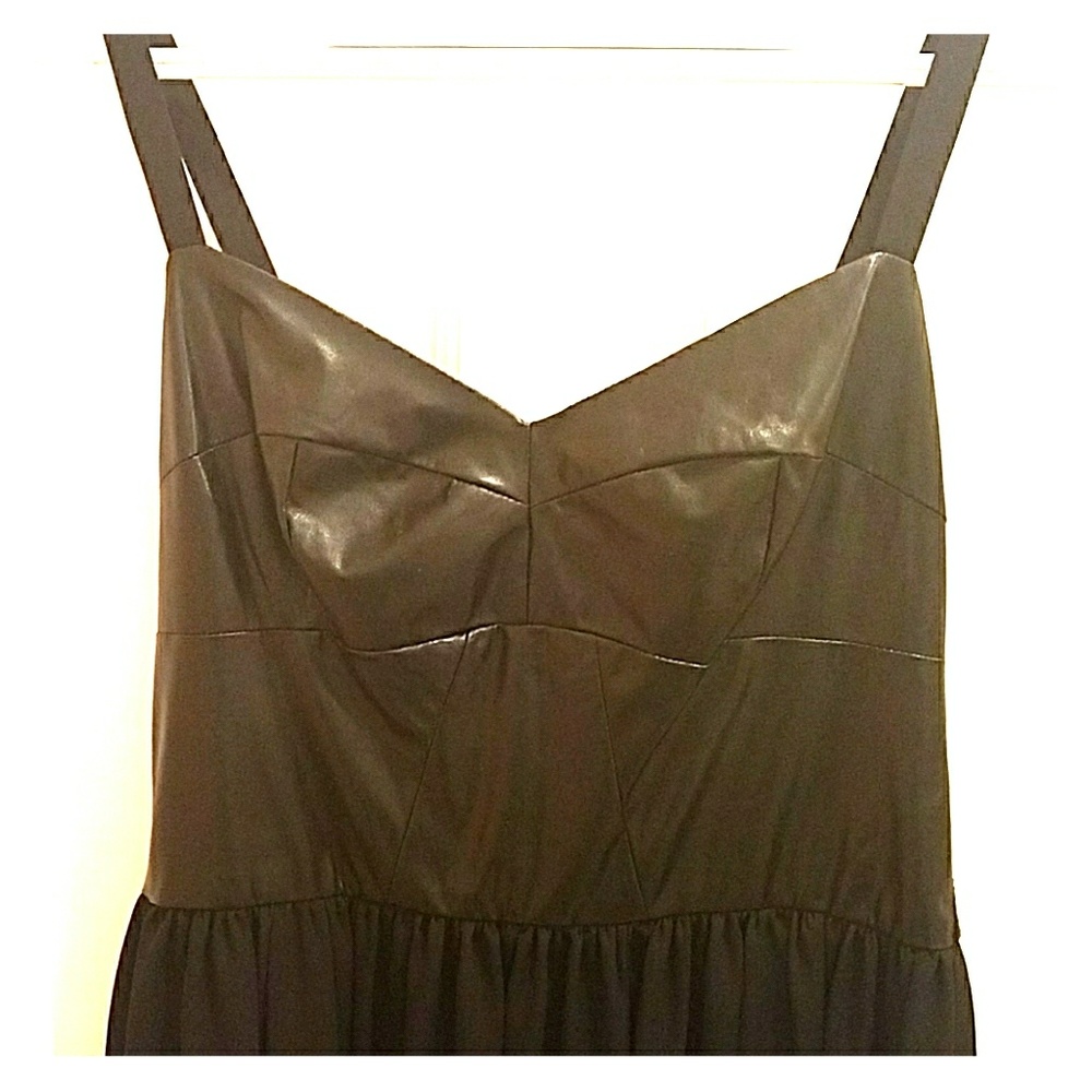 Faux leather top with flowy skirt