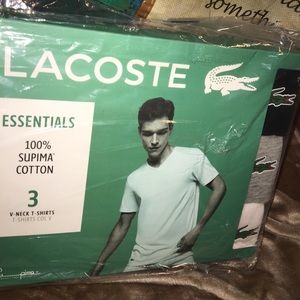 3Lacoste V-necks white gray black supima Cotton