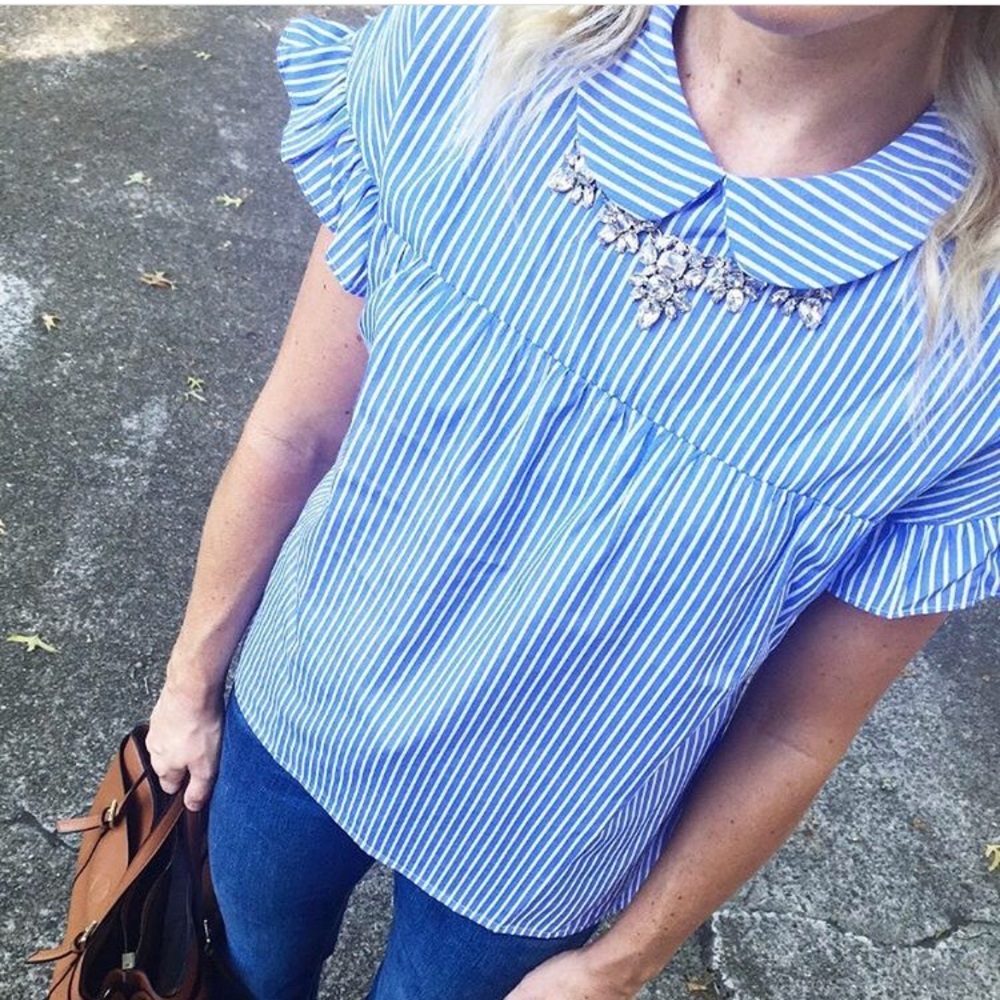 Peter on collar stripe top