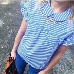 Peter on collar stripe top