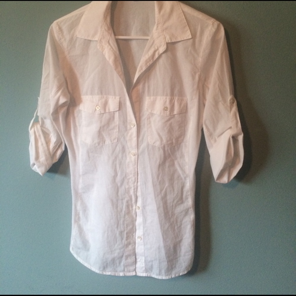 Juniors James Perse white button up top size 3