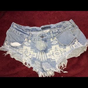 Billa Bong Jean Shorts with Fringes