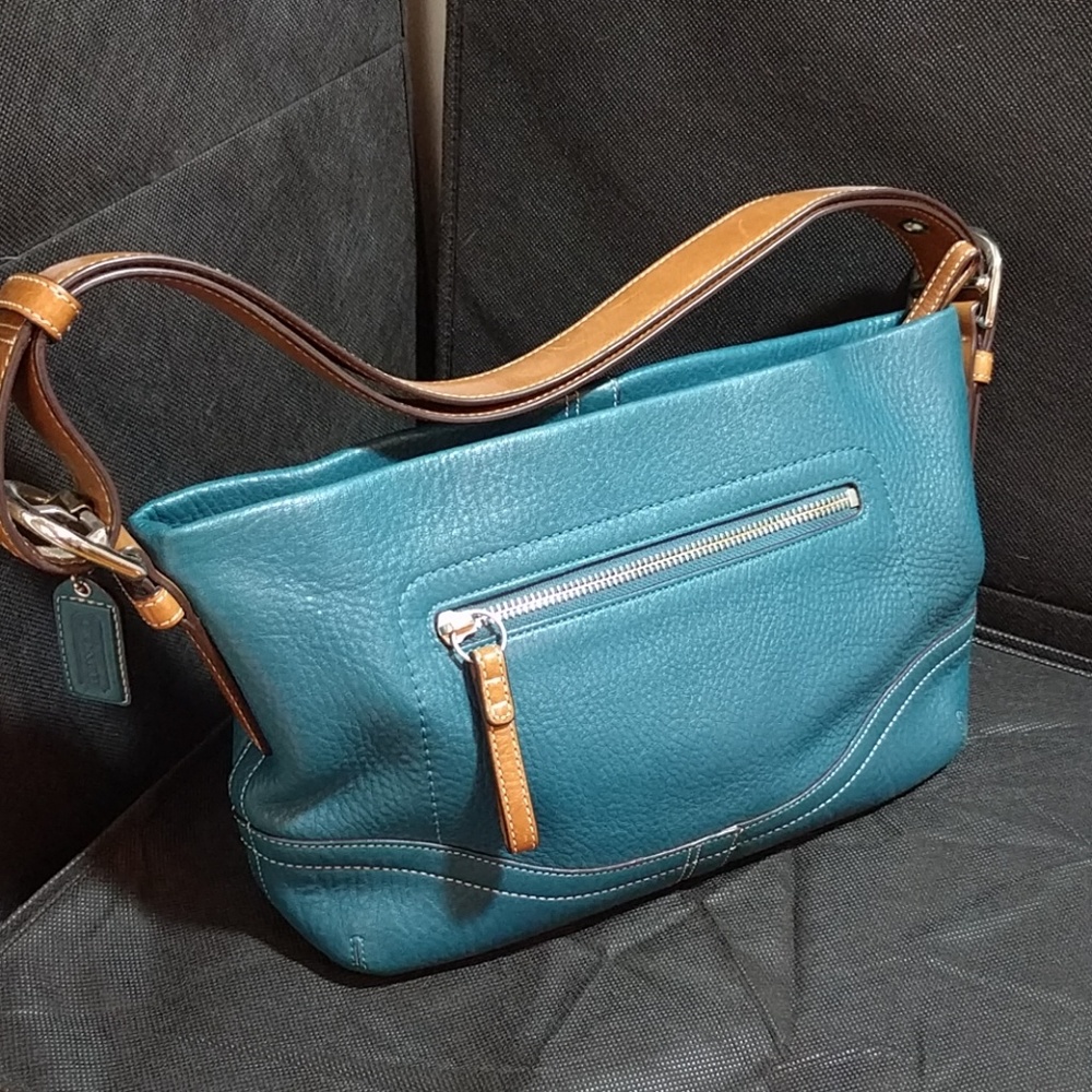 Coach purse - teal w/ convertible strap