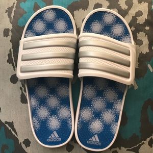 Adidas White Velcro Slides - Womens