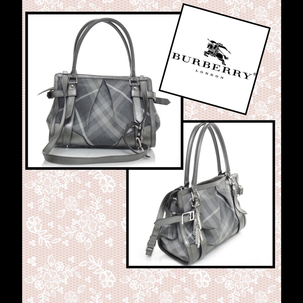 Burberry Leather Shimmer Check Tote