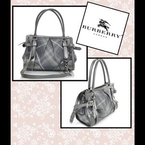 Burberry Leather Shimmer Check Tote