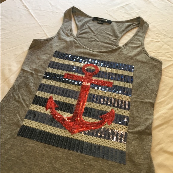 Forever 21 Tops - Sequined Nautical Tank