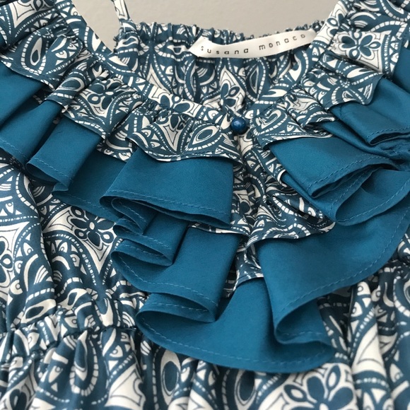 Susana Monaco Blue Printed Silk Dress - Picture 2 of 5