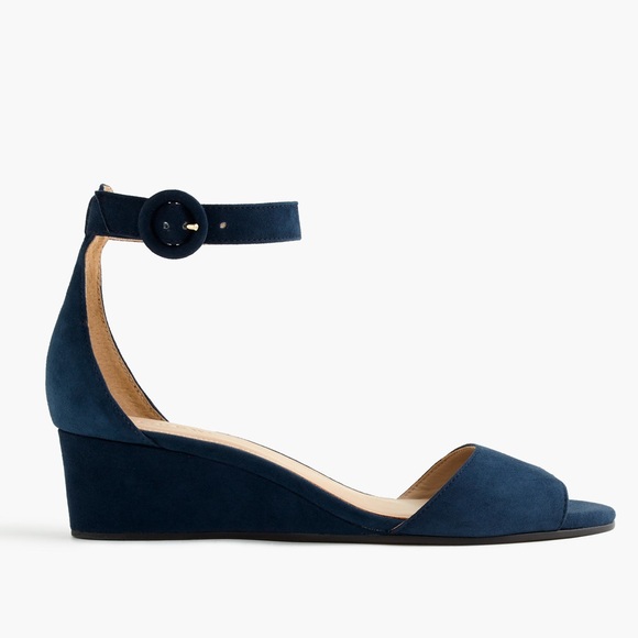 J. Crew Shoes - New J. Crew Laila Suede Navy Wedge Sandals 7