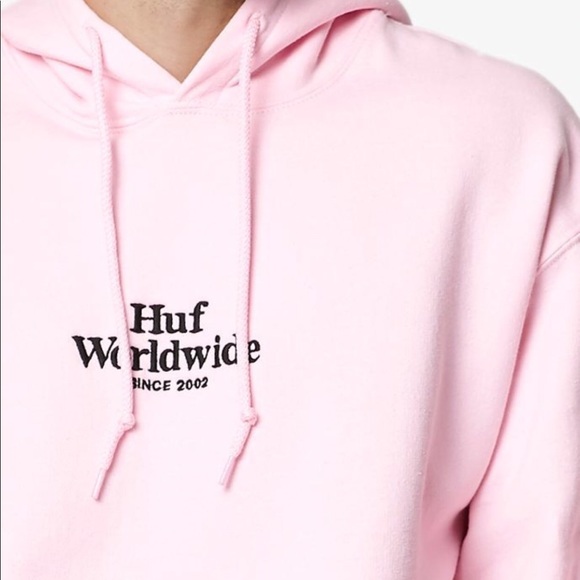 HUF Worldwide Pink Hoodie New - Picture 3 of 4