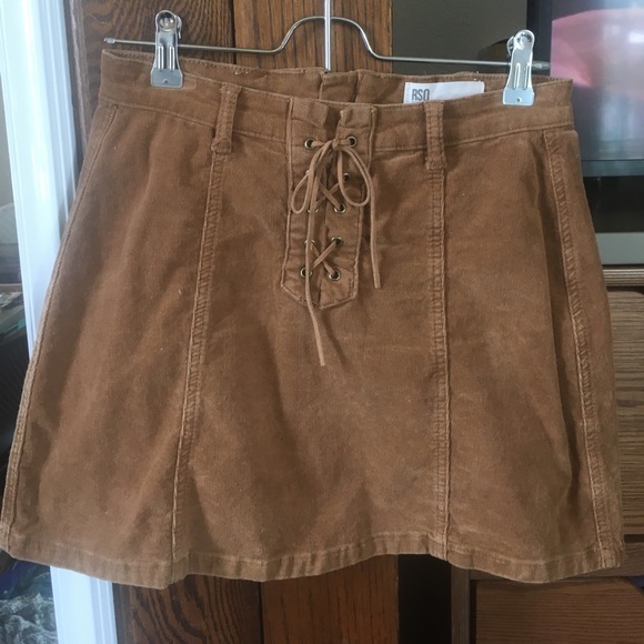 Tilly's Dresses & Skirts - RSQ Tilly's Brown Corduroy Lace Up Skirt