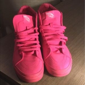 High top neon pink vans
