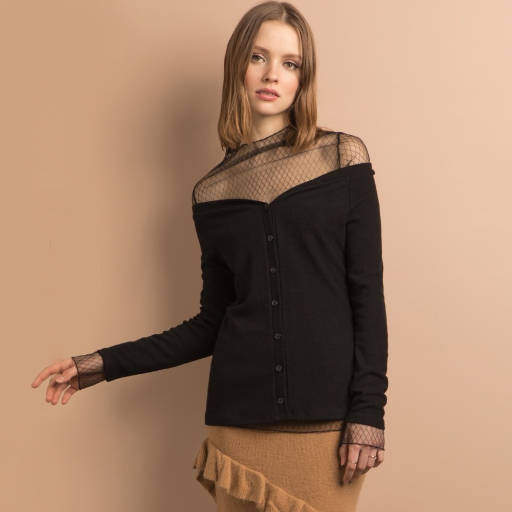 Pixie Market sheer mesh fishnet lace top layering