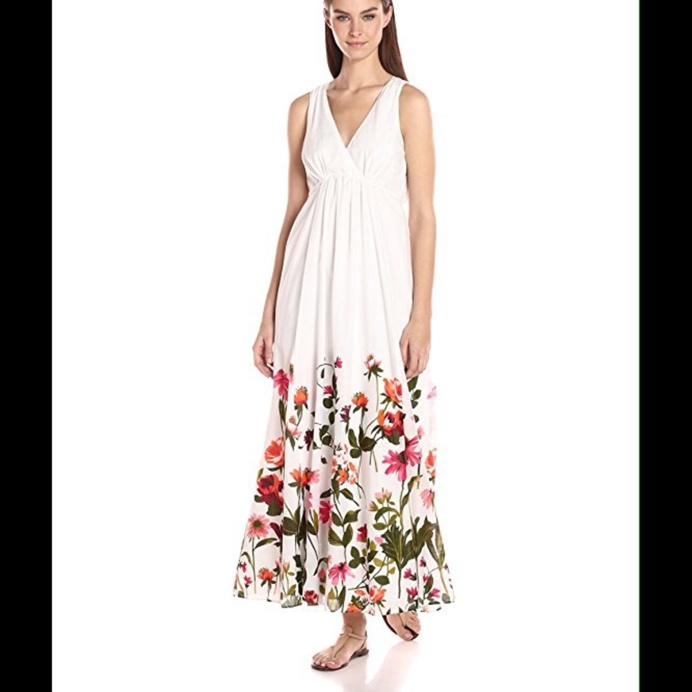 NWT Calvin Klein Maxi Dress with Floral Hem