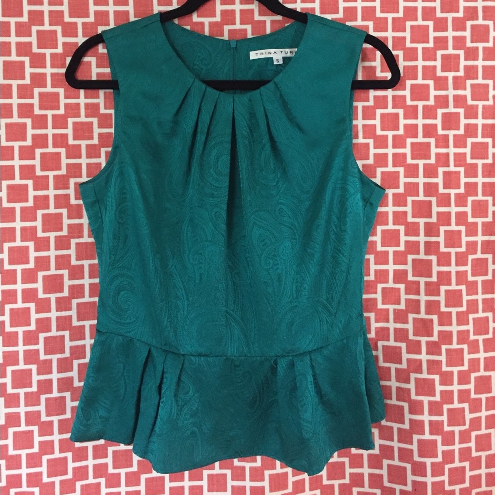 Trina Turk Silk Peplum Top