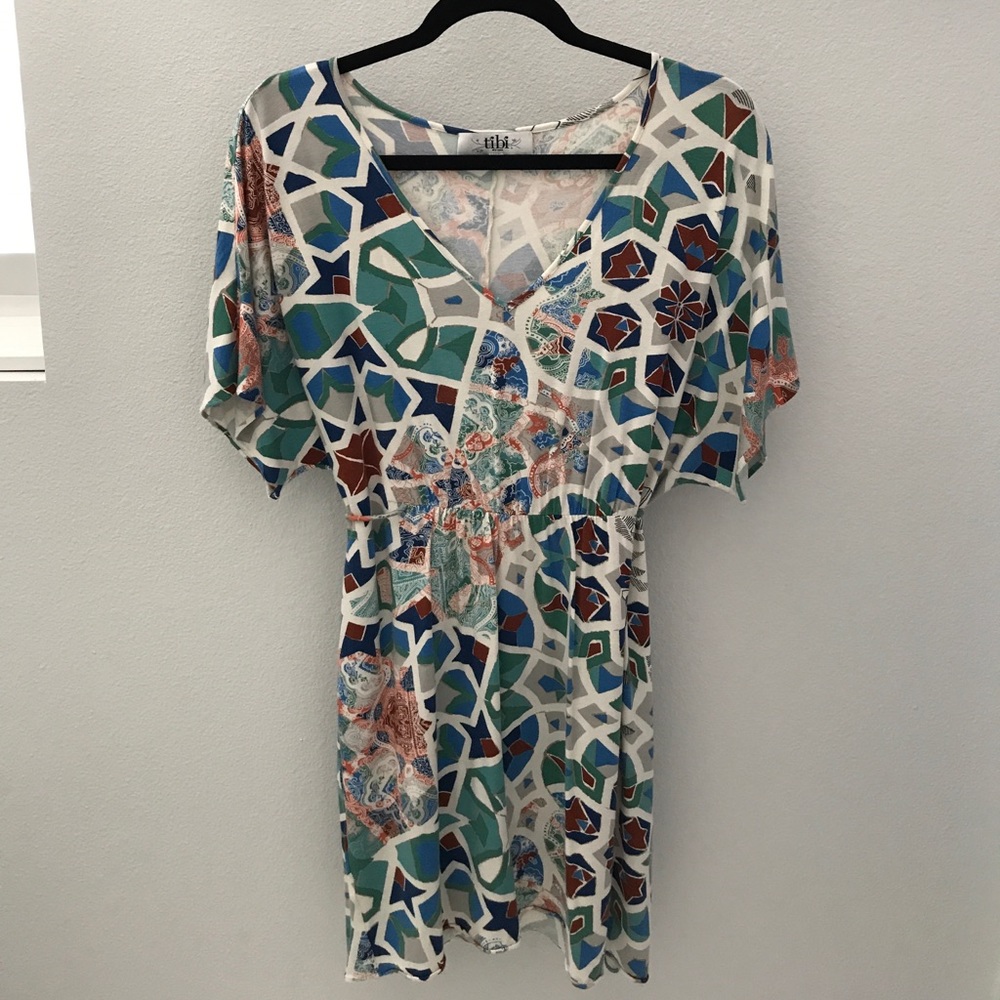 Tibi multi-color Printed V-Neck Dress